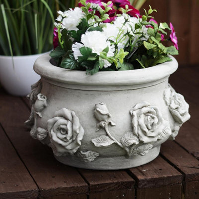 'rose Pot' Stone Cast Garden Plant Pot from B&Q