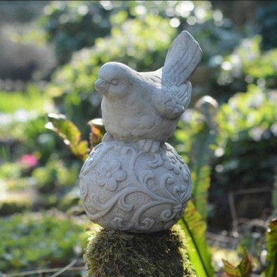 Little Bird On Ball Stone Garden Ornament from B&Q