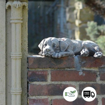 B&Q Adorable Sleeping Mongrel Dog Stone Cast Garden Ornament