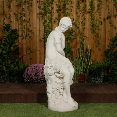 Pda White Classic Stone Flower Lady Garden Ornament - Image 2