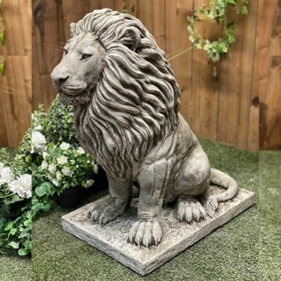 Large Sitting Regal Lion Statue For Garden from B&Q