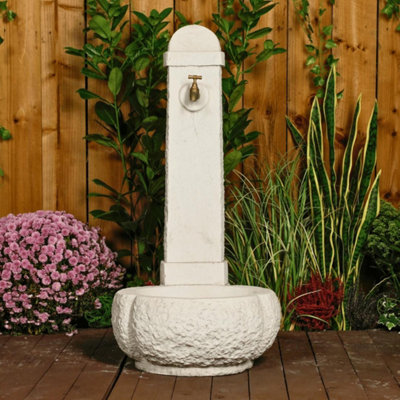 Rackhams White Large Stone Fountain With Carved Base - Image 2