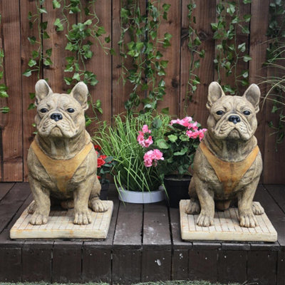 Pair Of Life Size French Bulldog Statues from B&Q