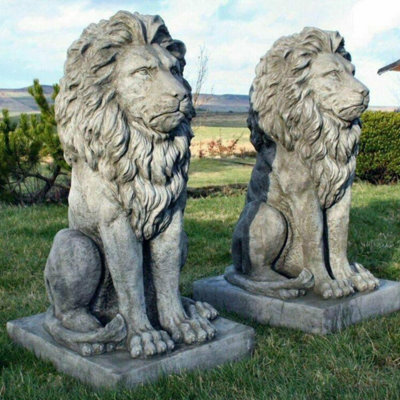  - Pair Of Stunning Large Sitting Lion Statues