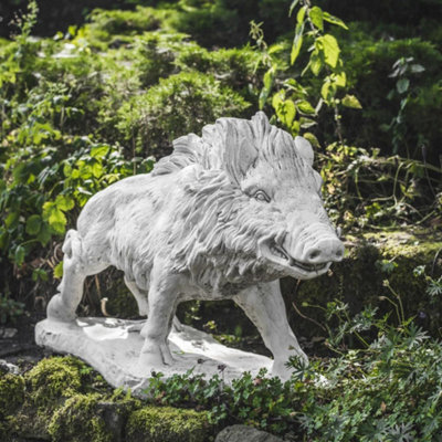 Large Wild Boar Stone  Garden Statue from B&Q