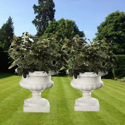  - Pair Of Large Edwardian Stone Vases Without Handles