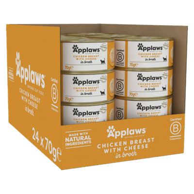 B&Q - 24 X 70G  Natural Adult Wet Cat Food Tins Chicken Breast With Cheese In Broth