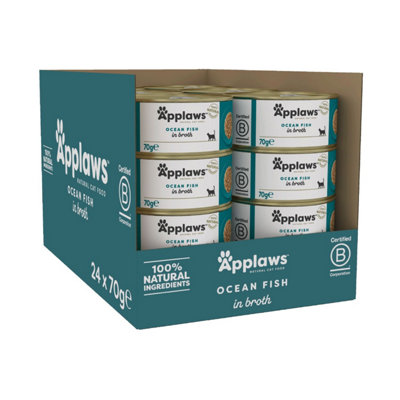 Applaws Natural Wet Cat Food Ocean Fish In Broth 24 X 70G Tins