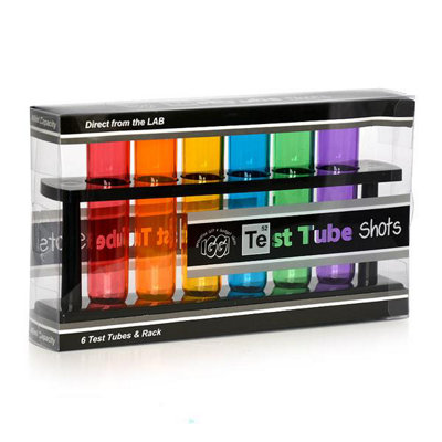 Bar Amigos Test Tube Shooters And Rack Shot Drinking Gift SetSet Of 6 from B&Q