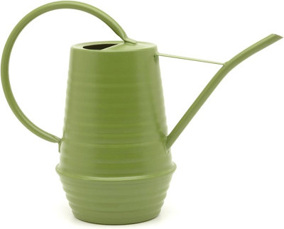 Ckb Ltd Green Decorative Galvanized Ribbed Farmhouse Style Indoor Watering Can With Narrow Spout 1.1L (Apple ) Small