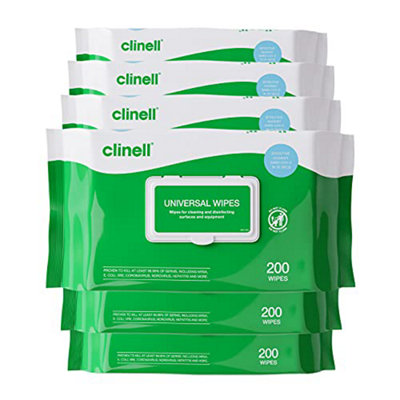  - Clinell Universal Cleaning And Disinfectant WipesPack Of 61200Multi SurfaceKills 99.99% Of GermsQuick ActionGreen