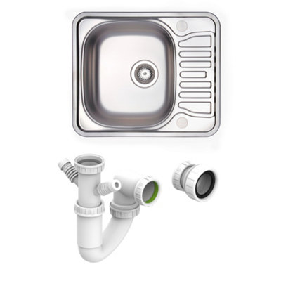 Carysil Aare 1.0 Bowl Inset Steel Sink With Compact Drainer With Waste & Plumbing Kit from B&Q
