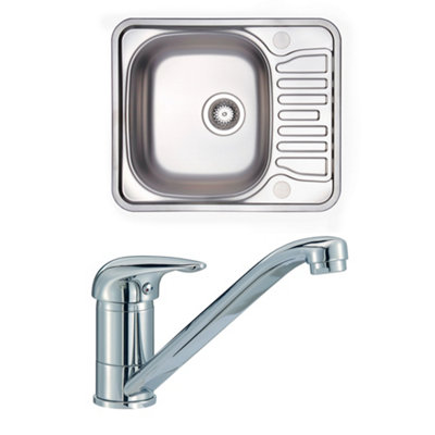 Carysil Aare 1.0 Inset Steel Sink With Compact Drainer & Tap Pack from B&Q
