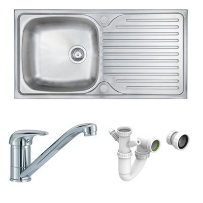 CARYSIL Aare 1.0 Inset Steel Sink, Tap & Plumbing Kit