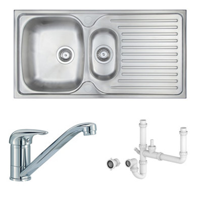CARYSIL Aare 1.5 Inset Steel Sink, Tap & Plumbing Kit