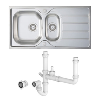 CARYSIL Ain 1.5 Bowl Inset Steel Sink With Waste & Plumbing Kit