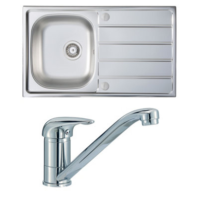 Carysil Ain 1.0 Bowl Inset Steel Sink With Compact Drainer & Tap Pack from B&Q