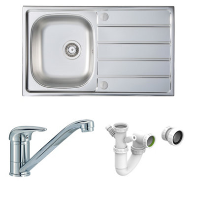 Carysil Ain 1.0 Bowl Inset Steel Sink With Compact DrainerTap & Plumbing Kit from B&Q