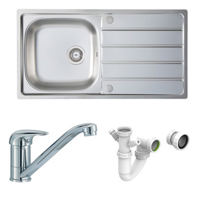 Carysil Ain 1.0 Inset Steel SinkTap & Plumbing Kit from B&Q