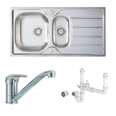 CARYSIL Ain 1.5 Bowl Inset Steel Sink, Tap & Plumbing Kit