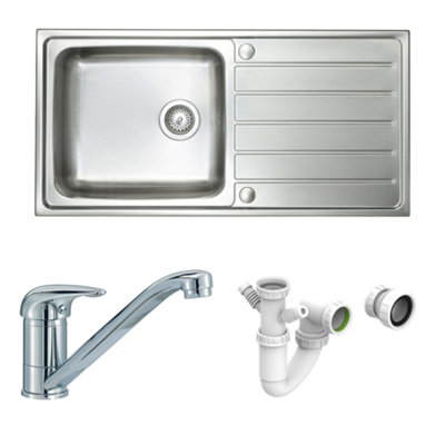 CARYSIL Arno 1.0 Bowl Inset Steel Sink, Tap & Plumbing Kit