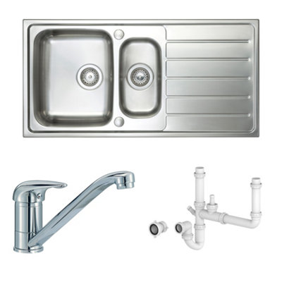 CARYSIL Arno 1.5 Bowl Inset Steel Sink, Tap & Plumbing Kit