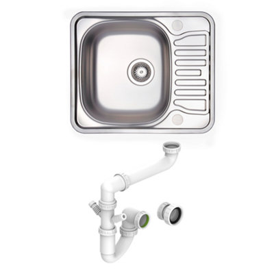 Carysil Aare 1.0 Bowl Inset Steel Sink With Compact Drainer With Waste & Space Saving Plumbing Kit from B&Q
