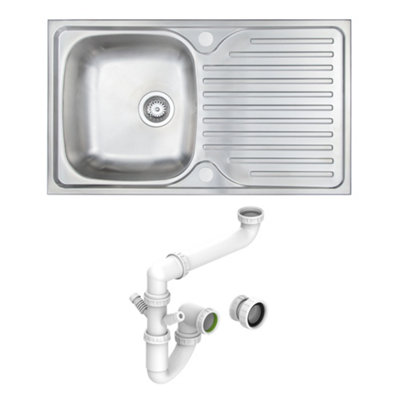 Carysil Aare Compact 1.0 Inset Steel Sink With Waste & Space Saving Plumbing Kit from B&Q