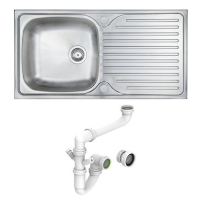 Carysil Aare 1.0 Inset Steel Sink With Waste & Space Saving Plumbing Kit from B&Q