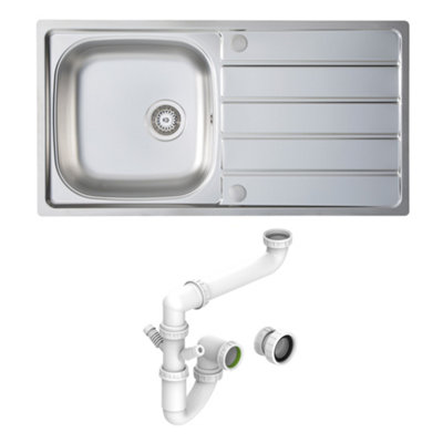 Carysil Ain 1.0 Inset Steel Sink With Waste & Space Saving Plumbing Kit from B&Q