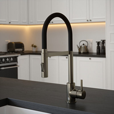 B&Q -  Gun Metal Mixer Spray Tap With Black Tube