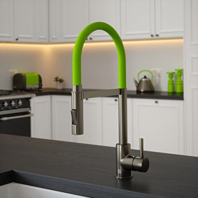 B&Q -  Gun Metal Mixer Spray Tap With Green Tube