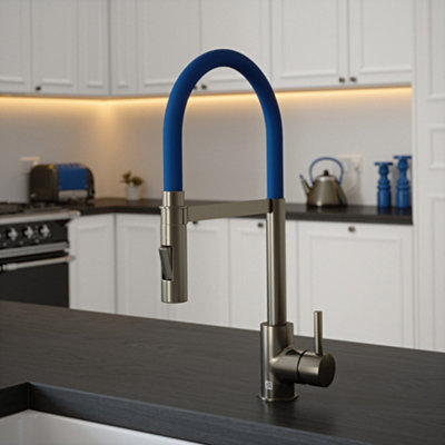 B&Q -  Gun Metal Mixer Spray Tap With Blue Tube