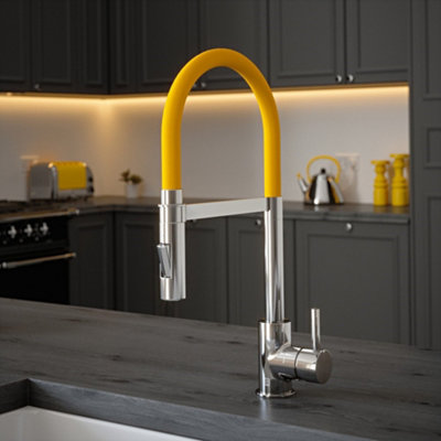 B&Q -  Chrome Mixer Spray Tap With Mustard Tube