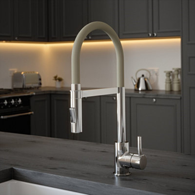 B&Q -  Chrome Mixer Spray Tap With Ivory Tube