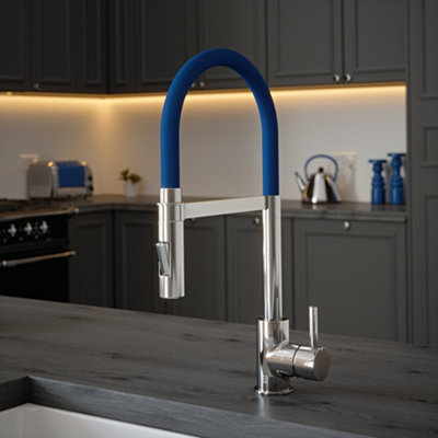 B&Q -  Chrome Mixer Spray Tap With Blue Tube