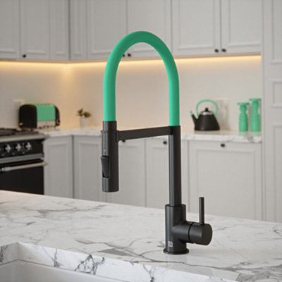 B&Q -  Matt Black Mixer Spray Tap With Aqua Tube