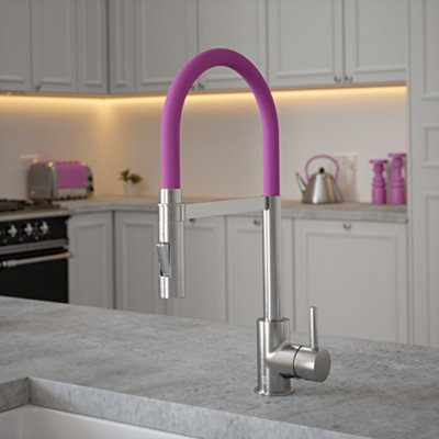 B&Q -  Brushed Nickel Mixer Spray Tap With Mulberry Tube