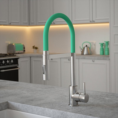 B&Q -  Brushed Nickel Mixer Spray Tap With Aqua Tube