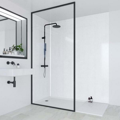 B&Q -  Classic Collection Frost White Hydro-Lock T&g Wall Panel 2400X598 M049