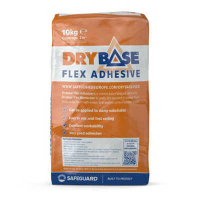 Drybase Flex Adhesive (10Kg) For Fixing Drybase Flex Membrane To Damp Walls.fast-SettingHigh-Strength Cement-Based Adhesive from B&Q