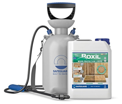 Roxil 5L Wood Protection Liquid & Sprayer - Waterproofing Sealer - White - Image 4