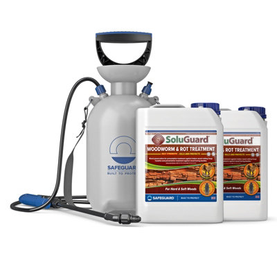 Soluguard Woodworm & Rot Sprayer Kit X 5 Litres - Ready For Use & Solvent-Free Woodworm Killer Size 2