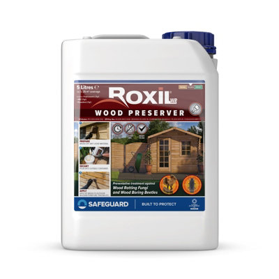 Roxil Wood Preserver (5L Clear) Odourless, Advanced Protection Against Dry Rot, Wet Rot, Fungal Attack And Woodworm Infestation 5L