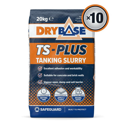 Drybase Ts-Plus Tanking Slurry (20Kgx10) Cementitious Waterproofing Internal/external Damp-Proofing Treatment Frost/heat-Resistant from B&Q