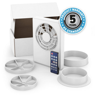 Dryzone Dmev Bathroom & Kitchen Extractor Fan (100/125mmWhite) Timer & Automatic ModesHumidity SensorRemote ControlIp44 from B&Q