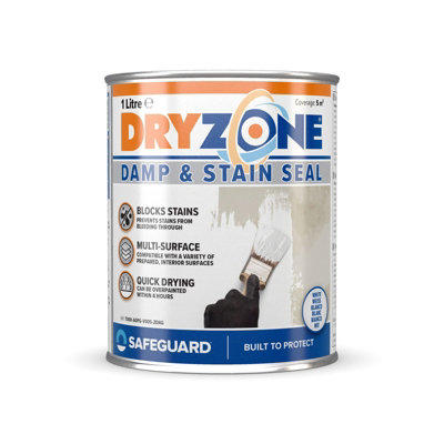 Dryzone Damp Proof & Damp Seal Paint White (1L) For WallsBathroomCeilings & Internal SurfacesBlocks DampMould & Stains from B&Q