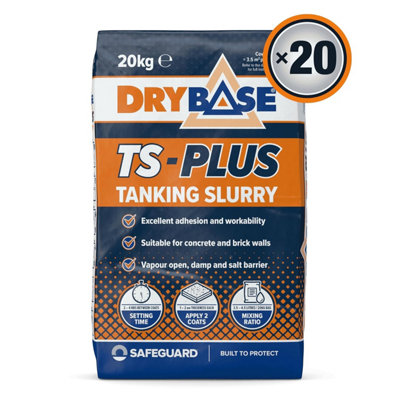 Drybase Ts-Plus Tanking Slurry (20Kgx20) Cementitious Waterproofing Internal/external Damp-Proofing Treatment Frost/heat-Resistant from B&Q