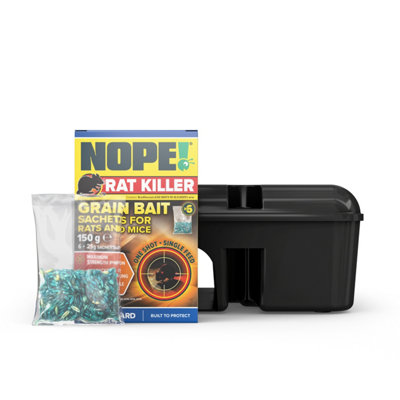 Nope! Nope Rat & Mouse Killer Grain Bait (6X25G & Lockable Bait Box)Super Strength Poison Sachets For Indoor & Outdoor All Weather from B&Q