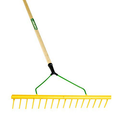 PegdevPdlProfessional 16-Tooth Landscaping Polypropylene Rake With Hardwood Handle Heavy Duty For Use In Tough Environments